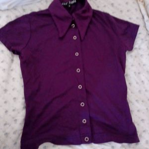 Purple retro snap front top